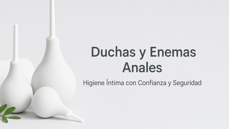 Imagen promocional de duchas y enemas anales para higiene íntima segura y cómoda, productos de limpieza íntima en tonos neutros