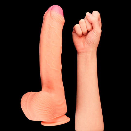 Dildo Realista de Silicona 28 cm con Doble Capa y Ventosa – Ultra Flexible y Texturizado