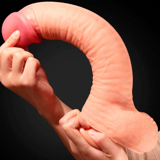Dildo realista de silicona Lovetoy 30,5 cm con doble capa y ventosa potente
