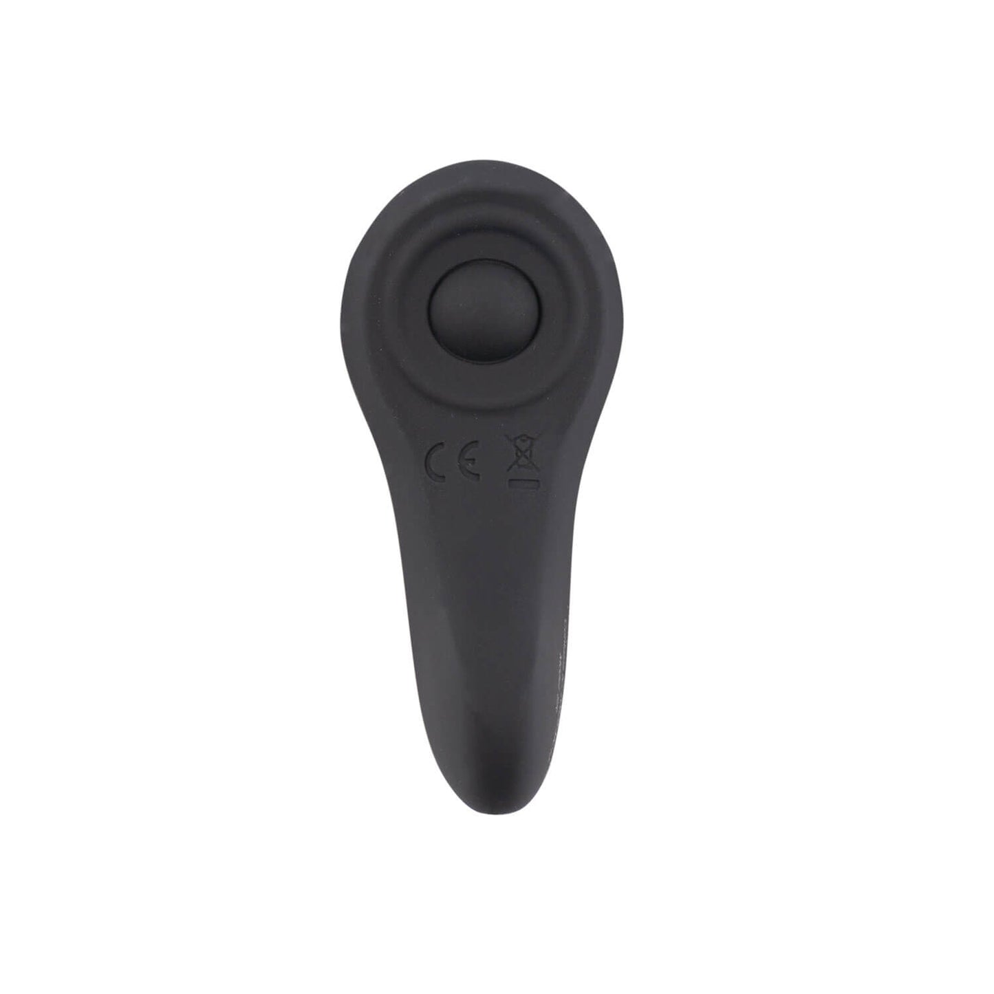 Vista trasera del Satisfyer Little Secret, mostrando su forma ergonómica y el botón de encendido, destacando el diseño minimalista.
