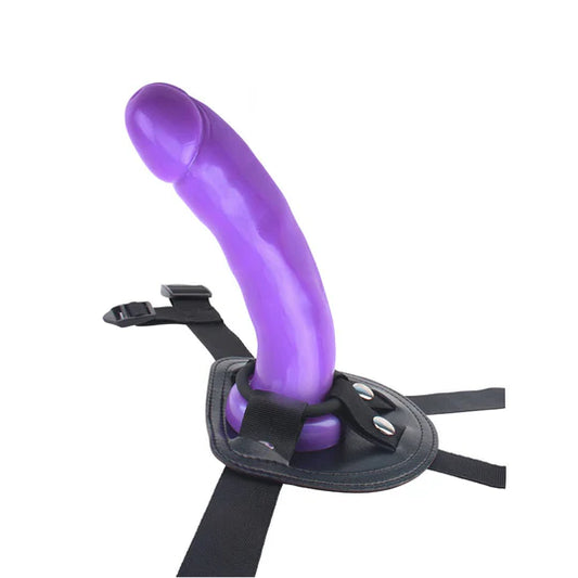 🔥 Arnés con Dildo Morado de 18 cm para Pegging y Placer a Manos Libres – Correas Ajustables