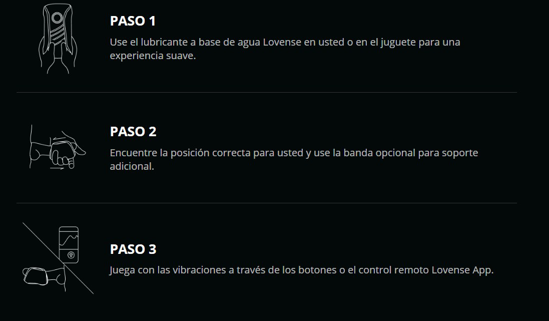 Guía paso a paso sobre cómo usar el Lovense Gush 2, con instrucciones sobre lubricación, posición y control de vibraciones.