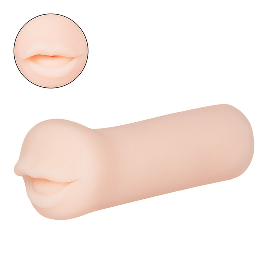 Masturbador Playful Lips en primer plano con detalle de su orificio en forma de boca. Material suave y texturas internas para mayor placer.