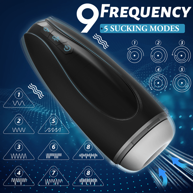 mostrando sus 9 modos de vibración y 5 modos de succión para mayor estimulación.