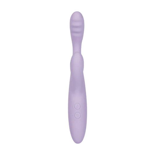 Vibrador doble estimulación Cici+ 2 lila pastel con controles visibles y diseño ergonómico.