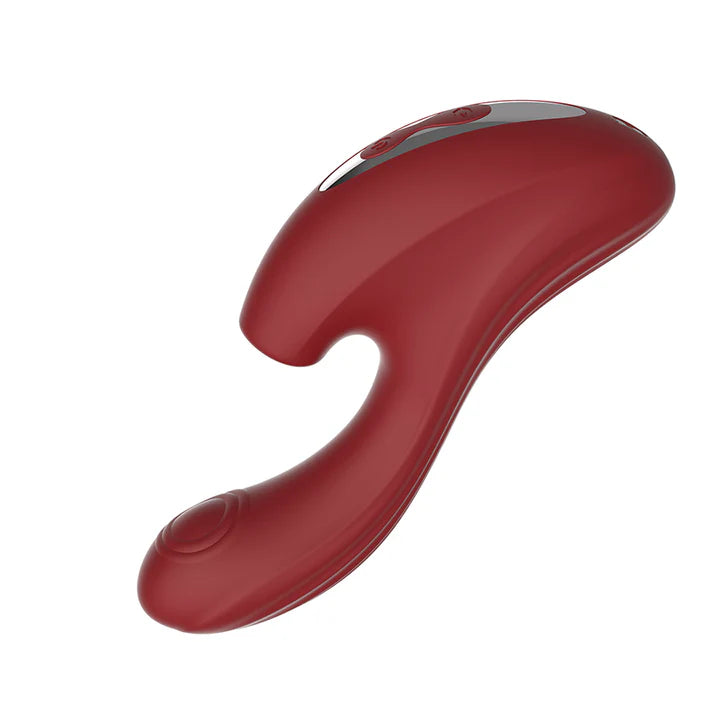 Vista superior del vibrador Nymph mostrando su diseño en forma de C y punta de estimulación para el punto G