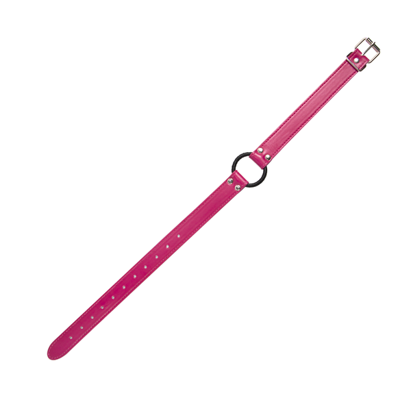 mordaza de cuero rosa graduable para bondage