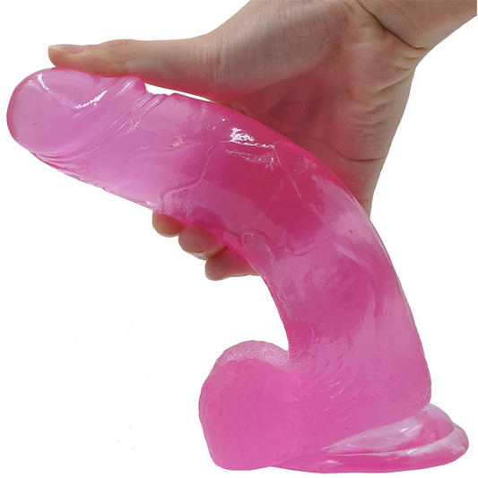 DILDO JELLY STUDS CRYSTAL 20 cm LARGE PINK