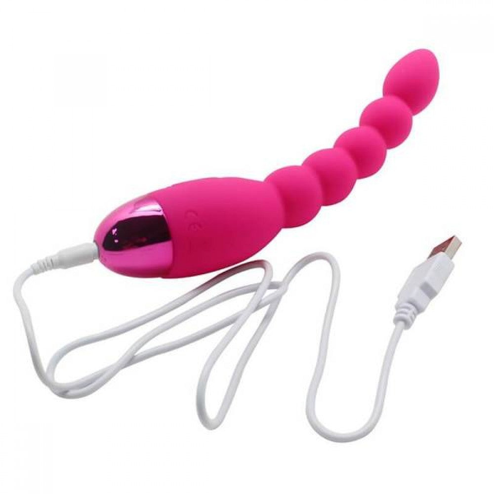 Imagen de un vibrador anal con diseño de bolas y recarga USB