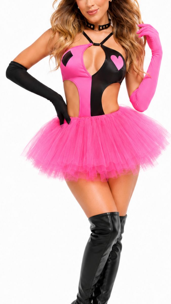 DISFRAZ HARLEY PINK CON TUTÚ Y ABERTURAS SENSUALES