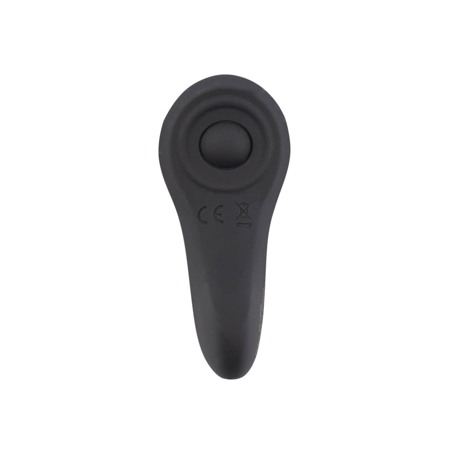 Vista trasera del Satisfyer Little Secret, mostrando su forma ergonómica y el botón de encendido, destacando el diseño minimalista.