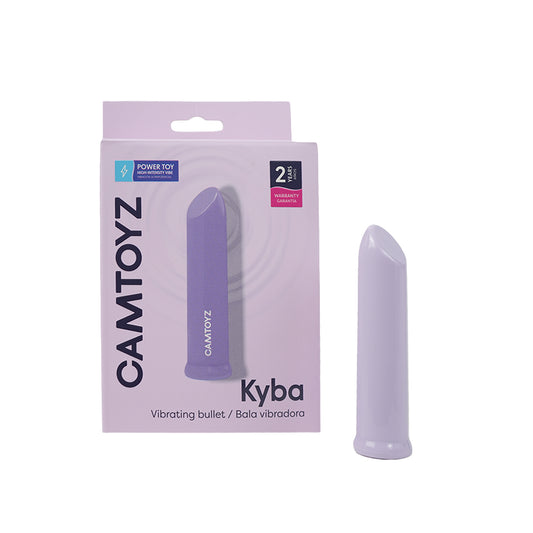 Bala vibradora Kyba Camtoyz en empaque original color lila con diseño compacto y potente vibración