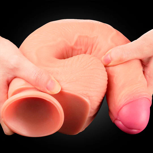Dildo Realista de Silicona 28 cm con Doble Capa y Ventosa – Ultra Flexible y Texturizado