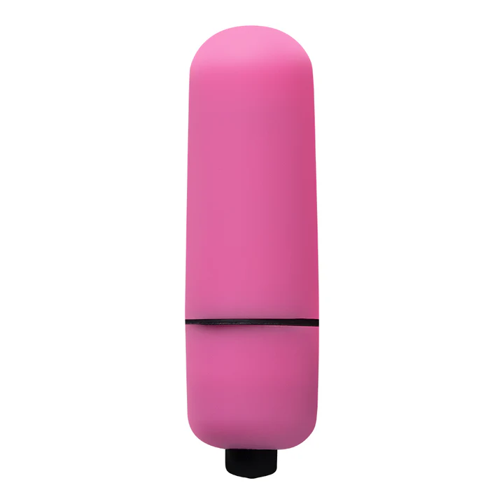 Vista frontal del mini vibrador bala Dwarf Bullet color rosado.