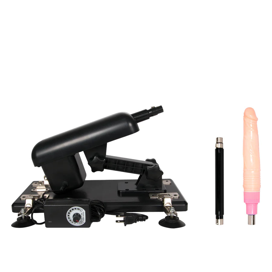 Kit completo de la máquina sexual Droideka con base, dildo realista y control remoto.