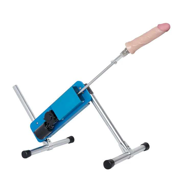 Vista lateral de la máquina sexual Astroboy con base metálica y ángulo ajustado para uso personalizado.