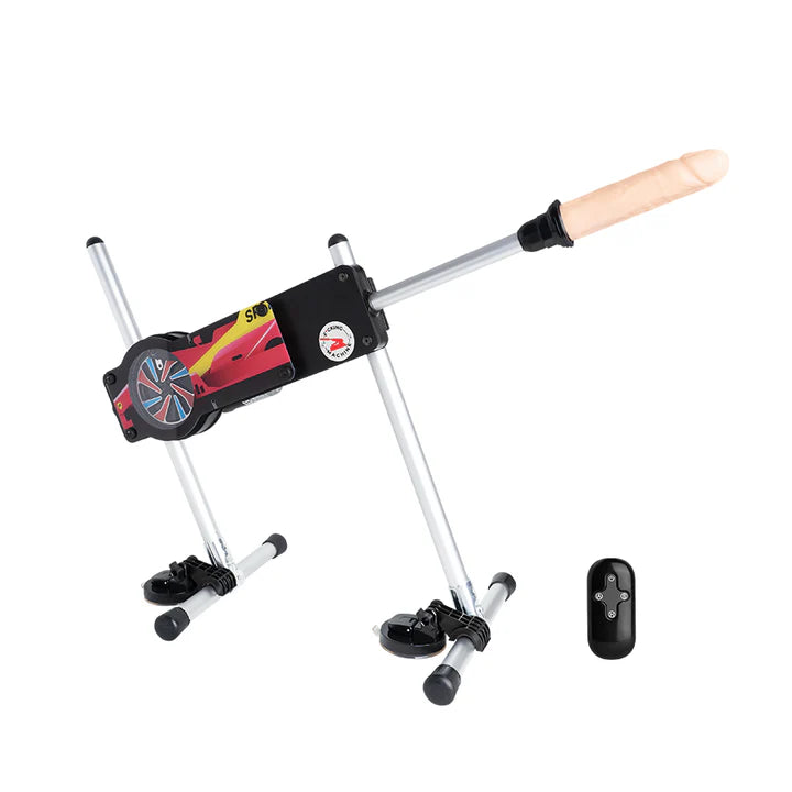 Máquina Lust Sex Gun con control remoto y dildo de silicona médica desmontable.