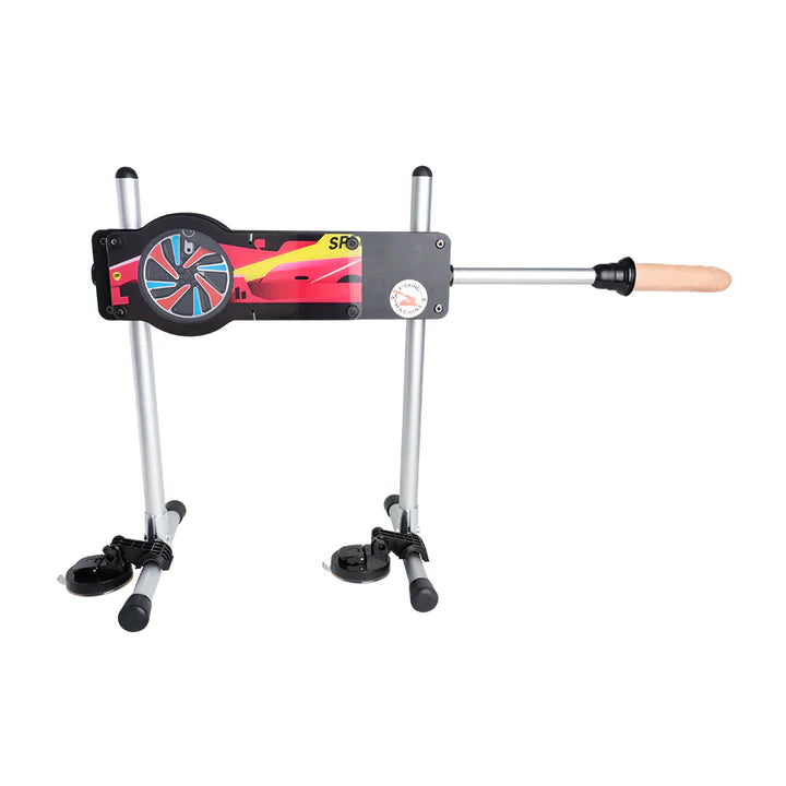 Máquina sexual Lust Sex Gun con soporte metálico y dildo incluido, ideal para juegos íntimos intensos.