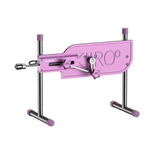 Máquina sexual Pleasure Drive Kiiroo en color rosado con estructura metálica estable.