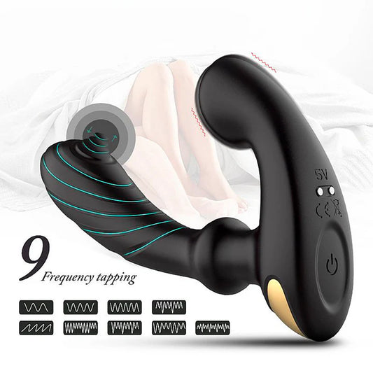 Masajeador de próstata con 9 modos de vibración y 9 modos de toque en la punta, control remoto inalámbrico y estimulación potente y silenciosa.