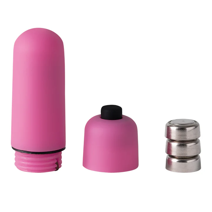 Vibrador Dwarf Bullet desmontado mostrando sus baterías LR44.