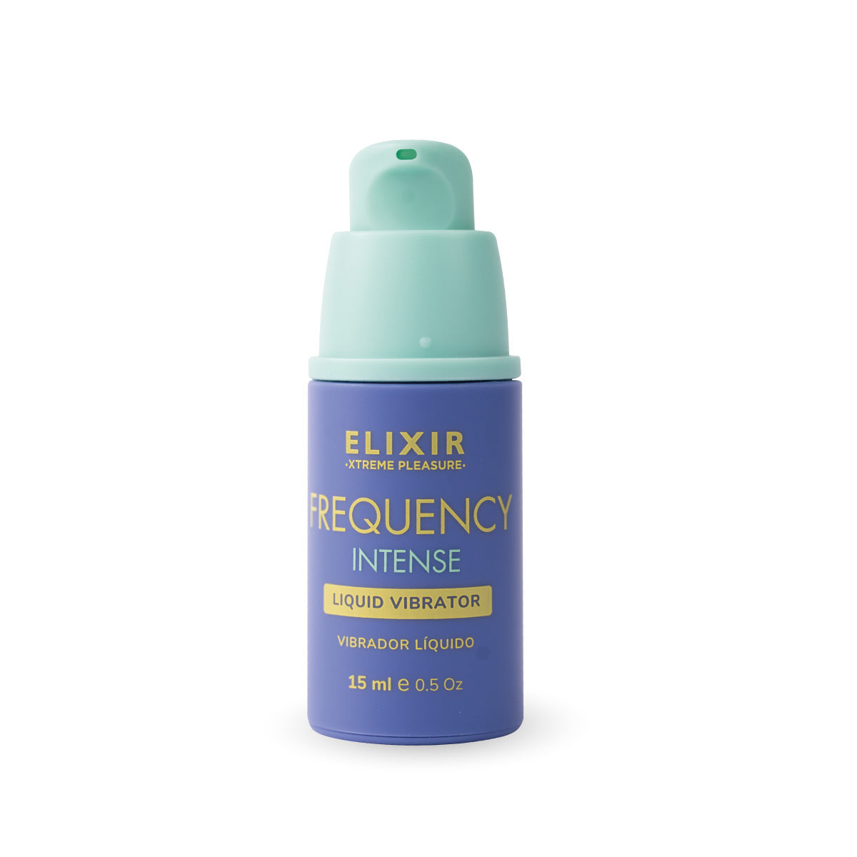 Frasco de vibrador líquido Frequency Intense de 15 ml con tapa dispensadora, gel estimulante con efecto vibrante.