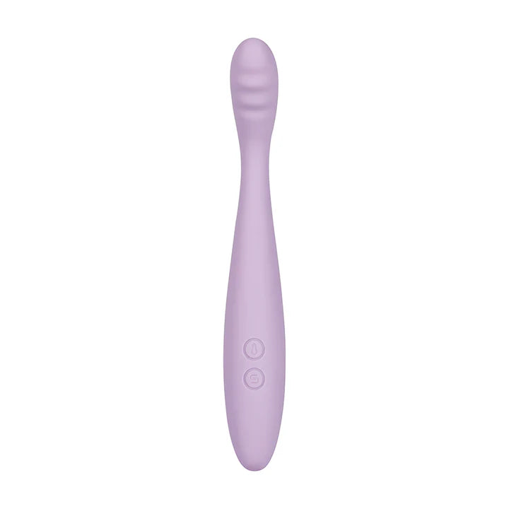 Vibrador Cici 2 en color lila con diseño estilizado y cabezal acanalado, ideal para estimulación del punto G.