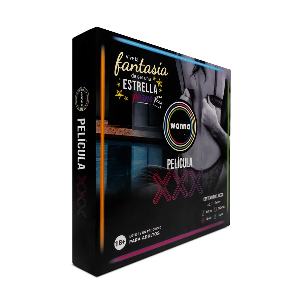 Imagen del juego de mesa 'Wanna Película XXX': un kit que incluye un tablero, un dado, una ficha y cartas de acción para disfrutar de una noche emocionante en pareja y salir de la monotonía sexual.