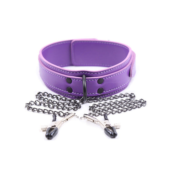 collar de castigo con pinzas para pezones 