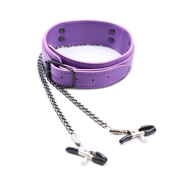 collar bondage ajustable con pezoneras 