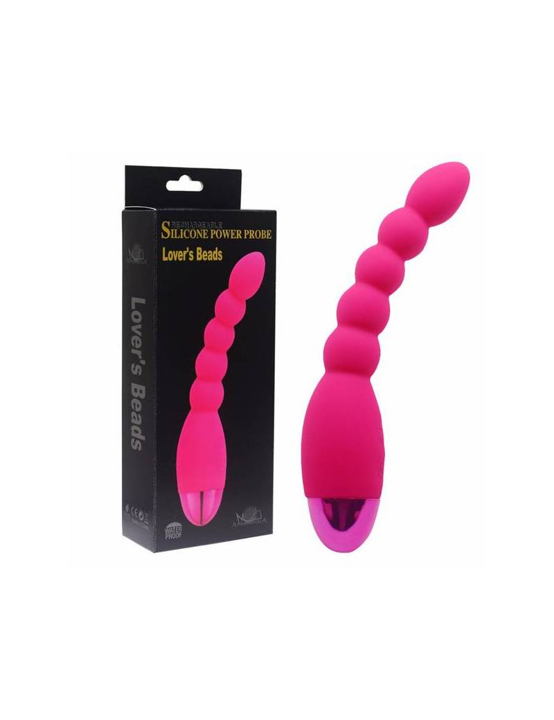 Imagen de un vibrador anal recargable para adultos, con diseño de bolas y resistente al agua