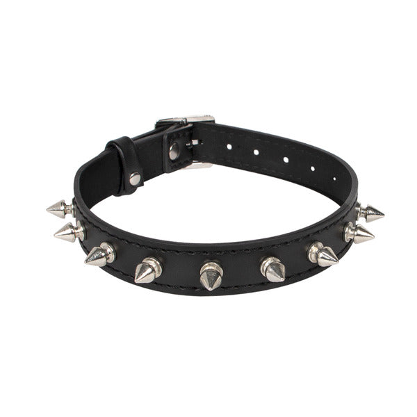 collar sado de cuero con taches