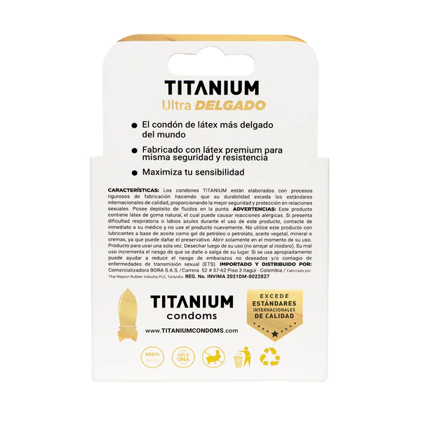 Condones Titanium Ultra Delgado x 3