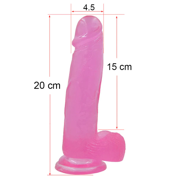 medidas del  DILDO JELLY STUDS CRYSTAL 20 cm LARGE PINK