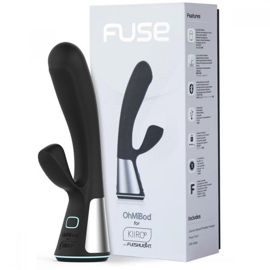 Vibrador para mujer Ohmibod Fuse negro con doble estimulación para clítoris y punto G, conexión Bluetooth y luz LED.